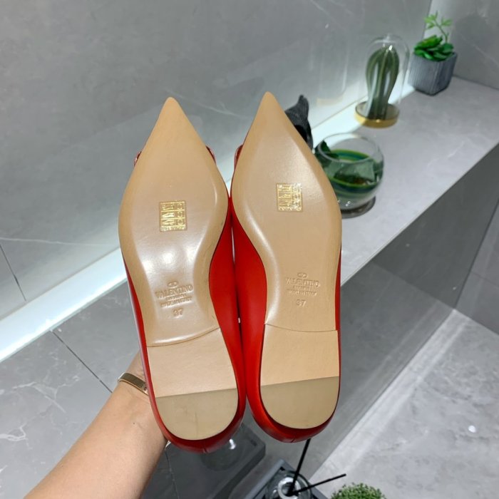 Valentino Women Shoes Mule Flip Flop Sandals VLOGO SIGNATURE CALFSKIN PUMP FLAT with Original Box Luxury Brand