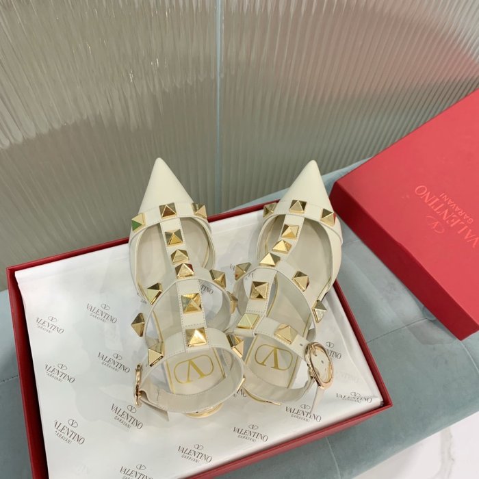 Valentino Women Shoes Mule Flip Flop Sandals ROMAN STUD CALFSKIN PUMP 40 MM VW0S0CB3ZWMI16 with Original Box