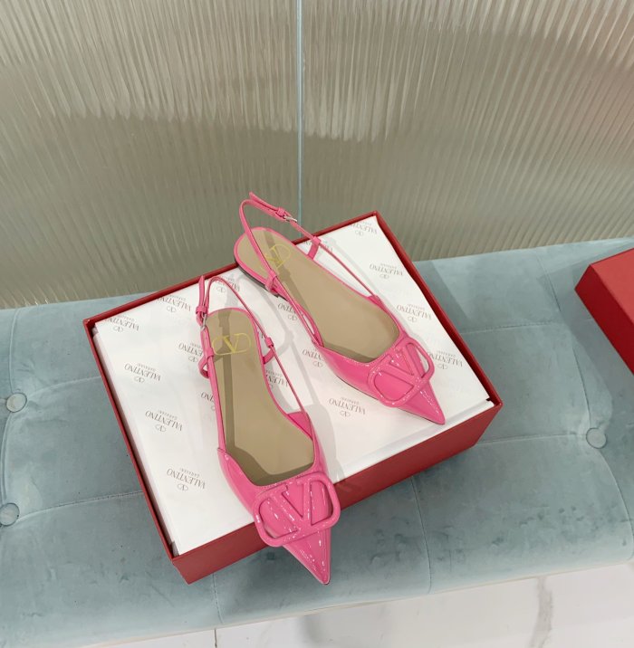 Valentino Women Shoes Mule Flip Flop Sandals VLOGO SIGNATURE CALFSKIN SLINGBACK PUMP Flat with Original Box Luxury Brand