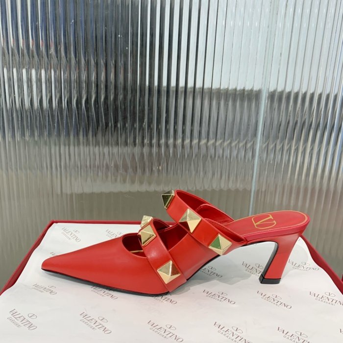 Valentino Women Shoes Mule Flip Flop Sandals ROMAN STUD MULE IN CALFSKIN 65 MM with Original Box