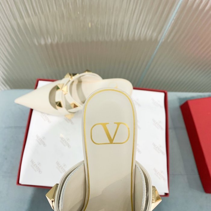 Valentino Women Shoes Mule Flip Flop Sandals ROMAN STUD MULE IN CALFSKIN 65 MM with Original Box
