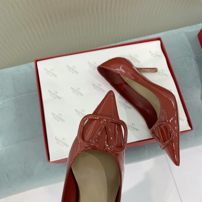 Valentino Women Shoes Mule Flip Flop Sandals VLOGO SIGNATURE CALFSKIN PUMP 80MM Luxury Brand with Original Box