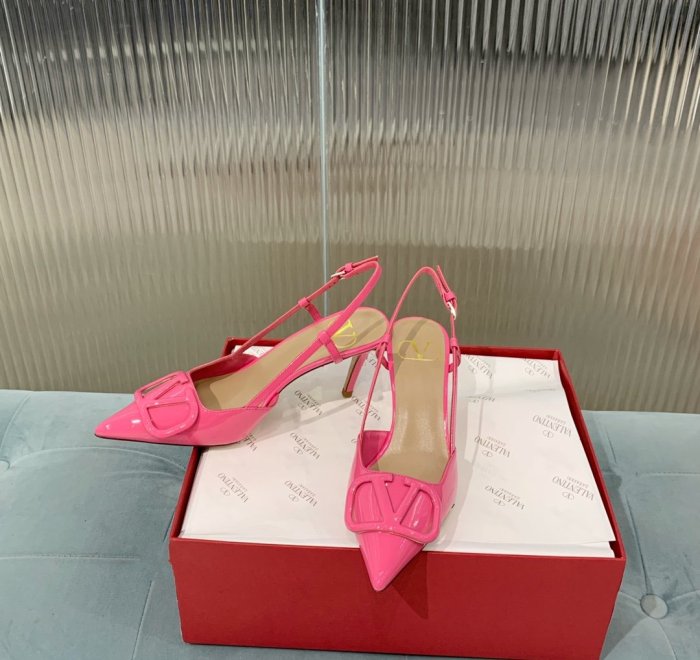 Valentino Women Shoes Mule Flip Flop Sandals VLOGO SIGNATURE CALFSKIN SLINGBACK PUMP 80 MM / 3.15 IN. with Original Box