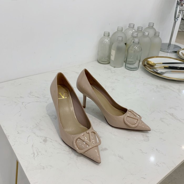 Valentino Women Shoes Mule Flip Flop Sandals VLOGO SIGNATURE CALFSKIN PUMP 80MM Luxury Brand with Original Box