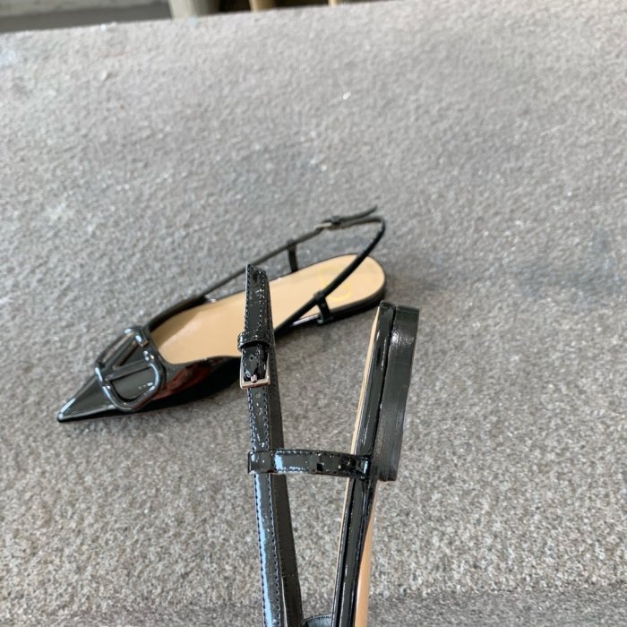 Valentino Women Shoes Mule Flip Flop Sandals VLOGO SIGNATURE CALFSKIN SLINGBACK PUMP Flat with Original Box Luxury Brand