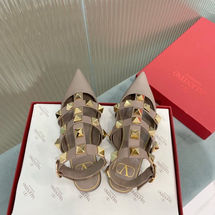Valentino Women Shoes Mule Flip Flop Sandals ROMAN STUD CALFSKIN BALLET with Original Box Luxury Brand