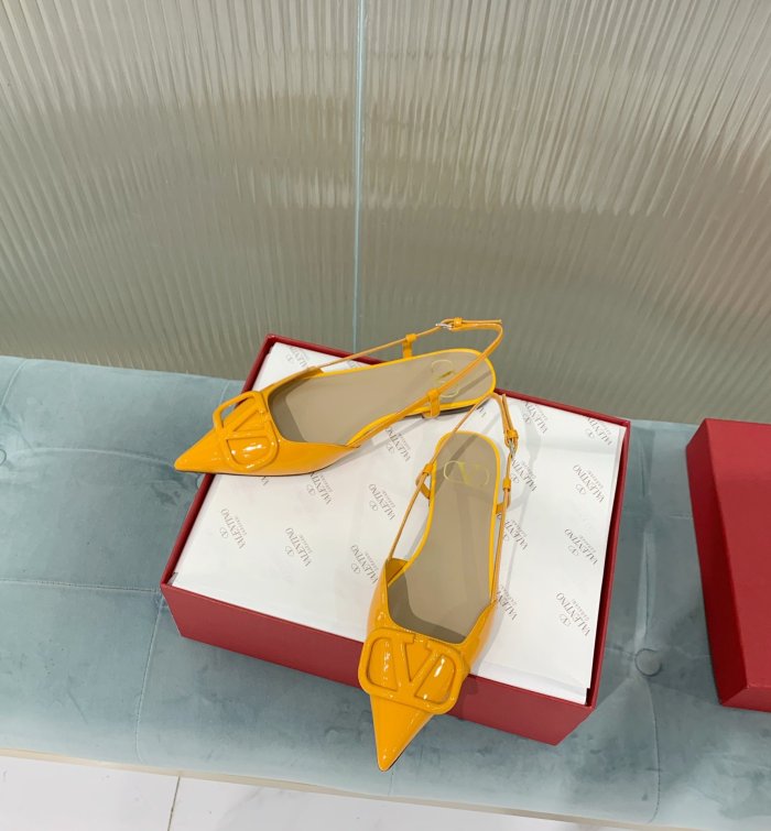 Valentino Women Shoes Mule Flip Flop Sandals VLOGO SIGNATURE CALFSKIN SLINGBACK PUMP Flat with Original Box Luxury Brand