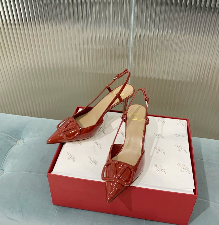 Valentino Women Shoes Mule Flip Flop Sandals VLOGO SIGNATURE CALFSKIN SLINGBACK PUMP 80 MM / 3.15 IN. with Original Box