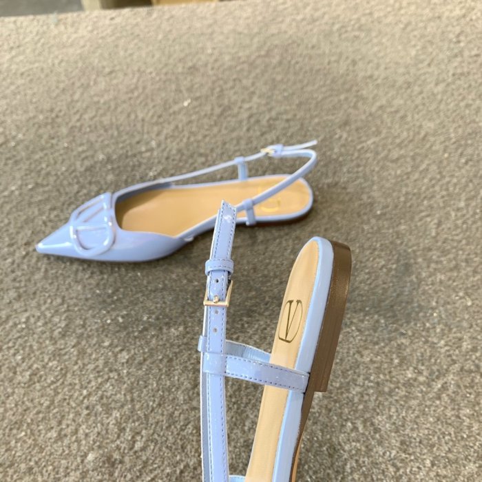 Valentino Women Shoes Mule Flip Flop Sandals VLOGO SIGNATURE CALFSKIN SLINGBACK PUMP Flat with Original Box Luxury Brand