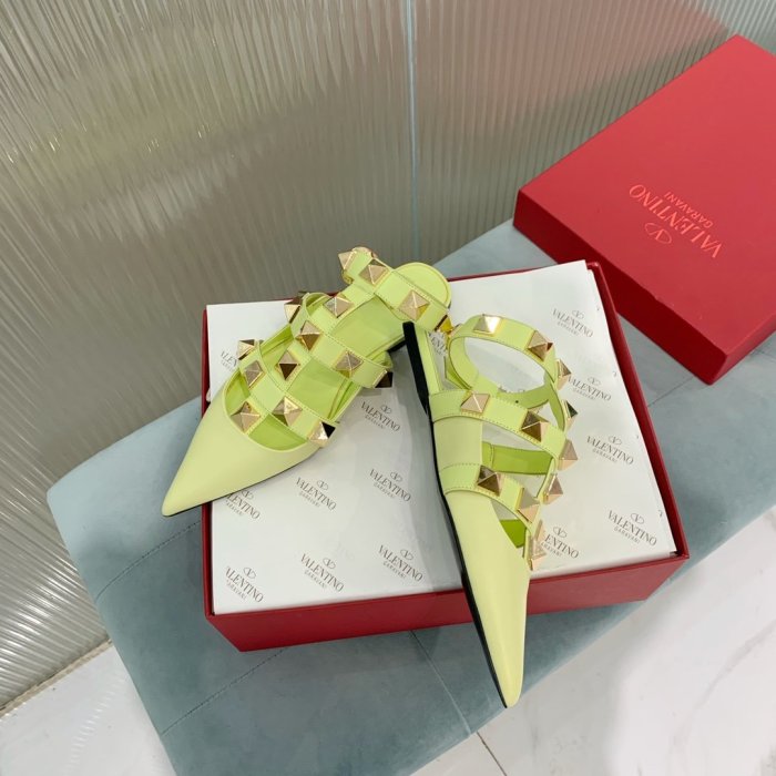 Valentino Women Shoes Mule Flip Flop Sandals ROMAN STUD CALFSKIN BALLET with Original Box Luxury Brand