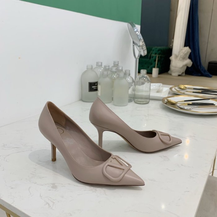 Valentino Women Shoes Mule Flip Flop Sandals VLOGO SIGNATURE CALFSKIN PUMP 80MM Luxury Brand with Original Box