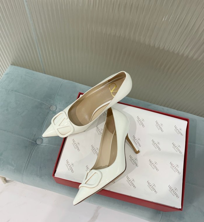 Valentino Women Shoes Mule Flip Flop Sandals VLOGO SIGNATURE CALFSKIN PUMP 80MM Luxury Brand with Original Box
