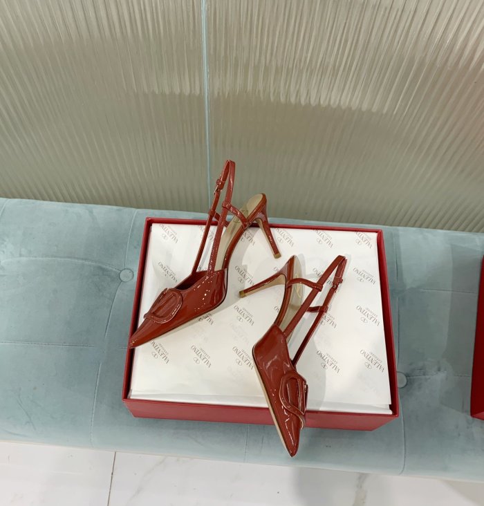 Valentino Women Shoes Mule Flip Flop Sandals VLOGO SIGNATURE CALFSKIN SLINGBACK PUMP 80 MM / 3.15 IN. with Original Box