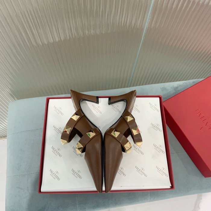 Valentino Women Shoes Mule Flip Flop Sandals ROMAN STUD MULE IN CALFSKIN 65 MM with Original Box