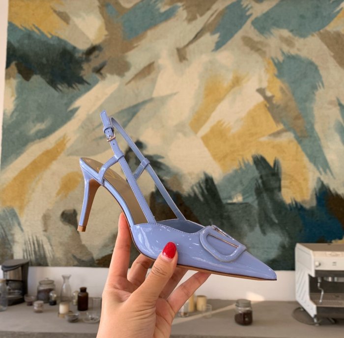 Valentino Women Shoes Mule Flip Flop Sandals VLOGO SIGNATURE CALFSKIN SLINGBACK PUMP 80 MM / 3.15 IN. with Original Box