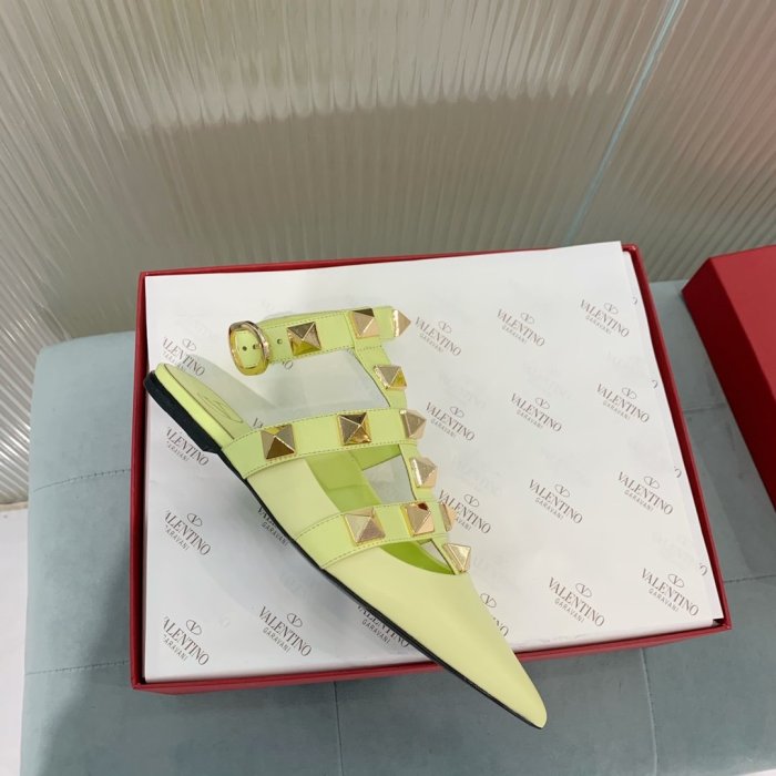 Valentino Women Shoes Mule Flip Flop Sandals ROMAN STUD CALFSKIN BALLET with Original Box Luxury Brand
