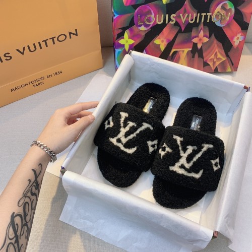 Louis Vuitton Women Shoes Fashion Winter Sandals Slippers Luxury Brand LOCK IT FLAT MULE with Original Box