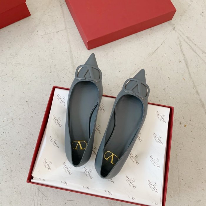 Valentino Women Shoes Mule Flip Flop Sandals VLOGO SIGNATURE CALFSKIN PUMP FLAT with Original Box Luxury Brand