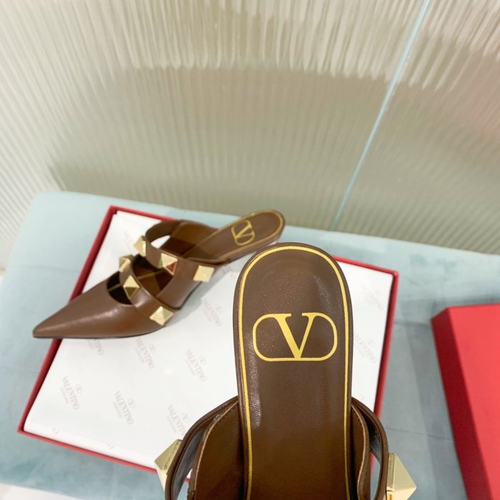 Valentino Women Shoes Mule Flip Flop Sandals ROMAN STUD MULE IN CALFSKIN 65 MM with Original Box