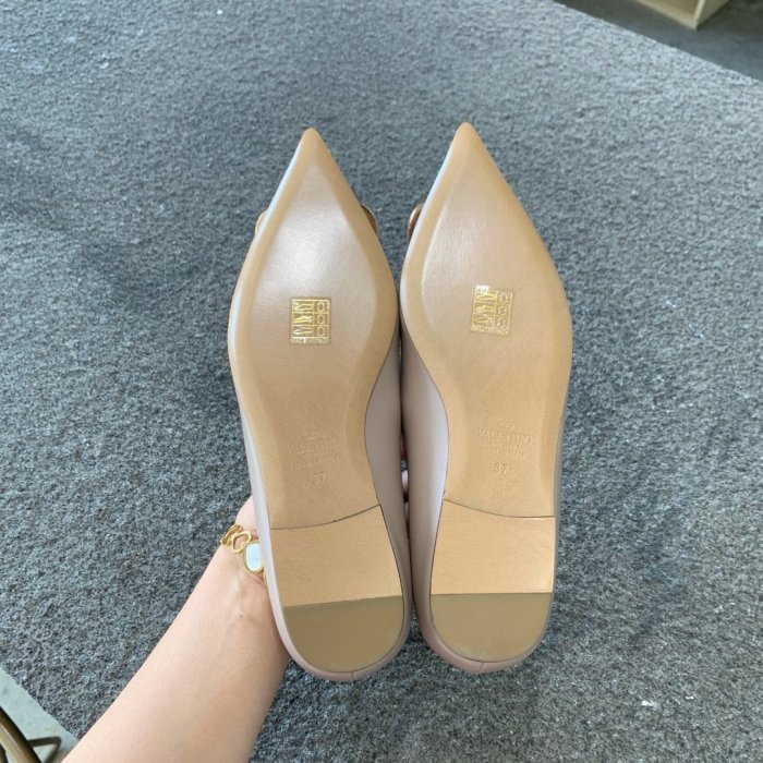 Valentino Women Shoes Mule Flip Flop Sandals VLOGO SIGNATURE CALFSKIN PUMP FLAT with Original Box Luxury Brand