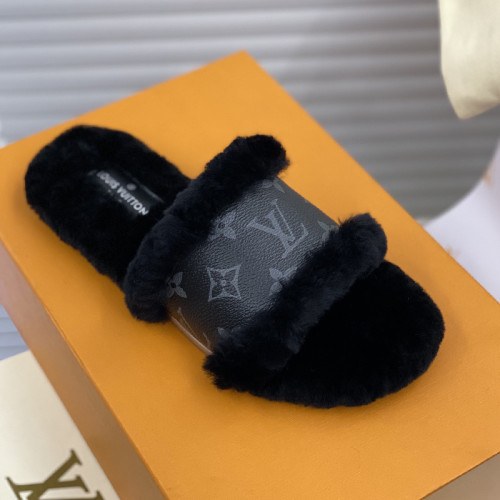 Louis Vuitton Women Shoes Fashion Winter Sandals Slippers Luxury Brand LOCK IT FLAT MULE with Original Box
