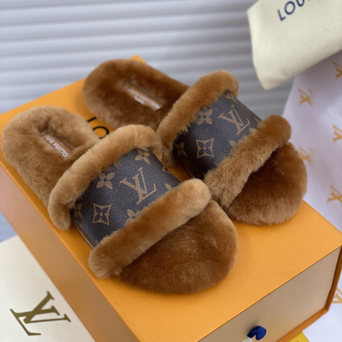Louis Vuitton Women Shoes Fashion Winter Sandals Slippers Luxury Brand LOCK IT FLAT MULE Cognac 1A88VC with Original Box