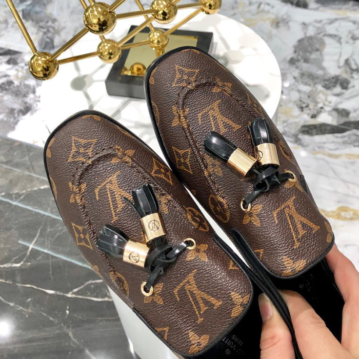 Louis Vuitton Women Shoes Fashion Luxury Brand UPPER CASE FLAT LOAFER Monogram Leather with Original Box