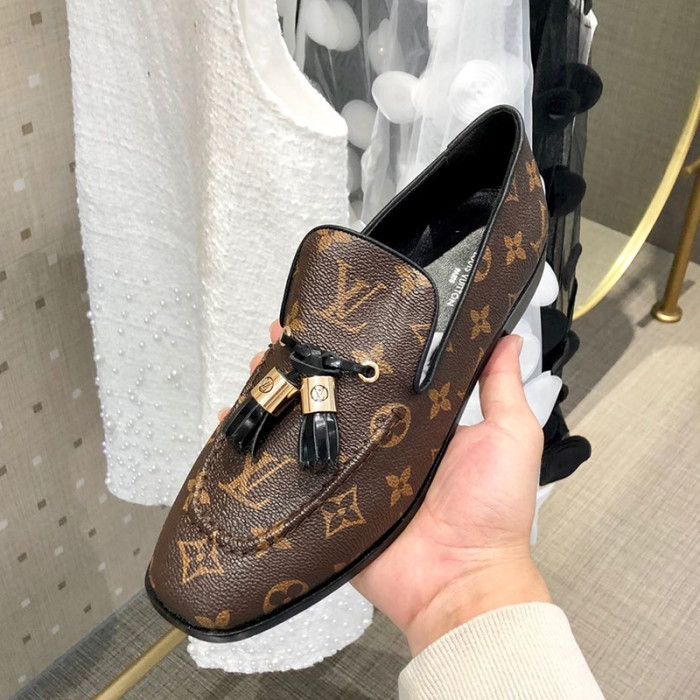Louis Vuitton Women Shoes Fashion Luxury Brand UPPER CASE FLAT LOAFER Monogram Leather with Original Box
