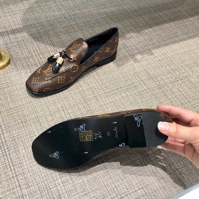 Louis Vuitton Women Shoes Fashion Luxury Brand UPPER CASE FLAT LOAFER Monogram Leather with Original Box