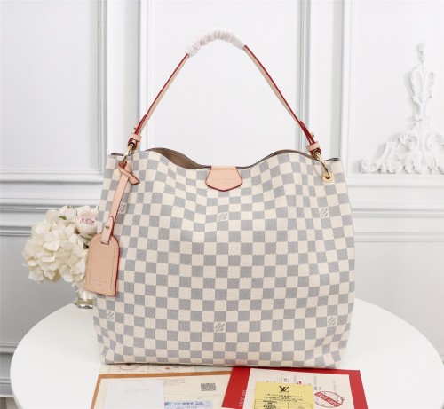 Louis Vuitton Womens Bags Handbags Luxury Brand Fashion Design GRACEFUL MM Beige Damier Azur Canvas without Original Box