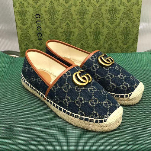 Gucci Womens Shoes Fashion Type Luxury Brand Leather espadrille with Double G Casual Shoes for Women with Original Box