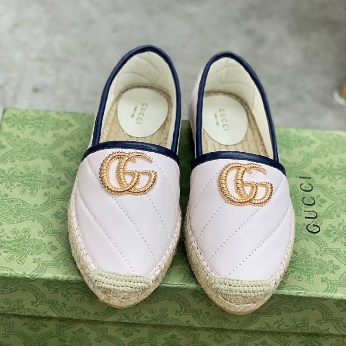 Gucci Womens Shoes Fashion Type Luxury Brand Leather espadrille with Double G Casual Shoes for Women with Original Box