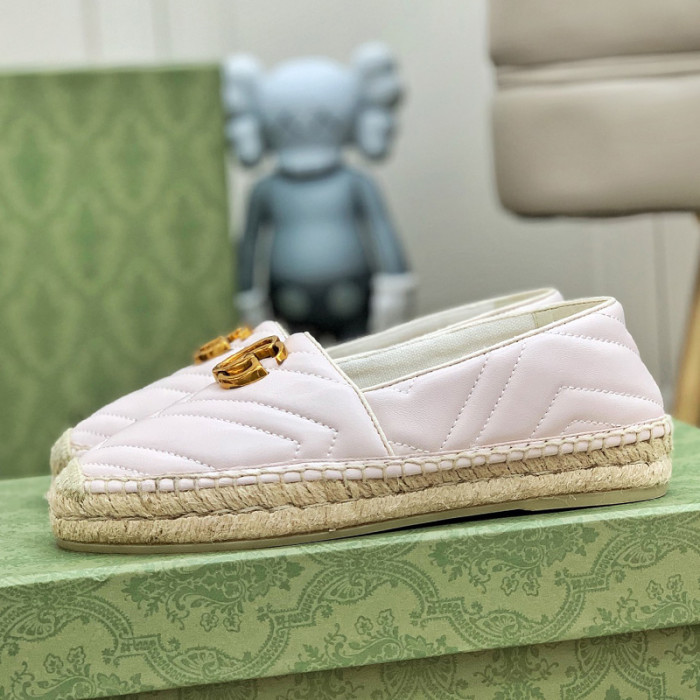 Gucci Womens Shoes Fashion Type Luxury Brand Leather espadrille with Double G Casual Shoes for Women with Original Box
