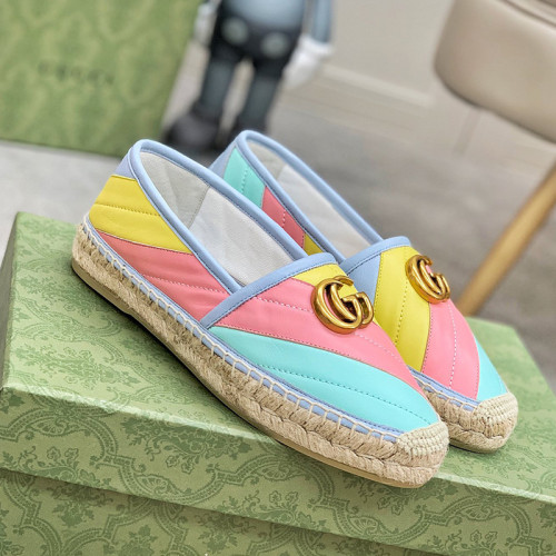 Gucci Womens Shoes Fashion Type Luxury Brand Leather espadrille with Double G Casual Shoes for Women with Original Box