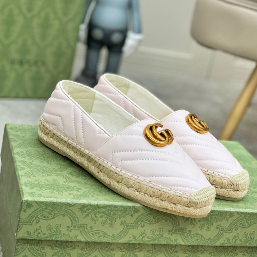 Gucci Womens Shoes Fashion Type Luxury Brand Leather espadrille with Double G Casual Shoes for Women with Original Box