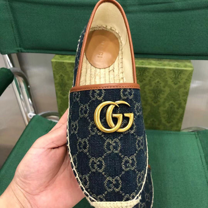 Gucci Womens Shoes Fashion Type Luxury Brand Leather espadrille with Double G Casual Shoes for Women with Original Box