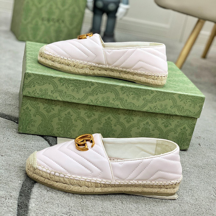 Gucci Womens Shoes Fashion Type Luxury Brand Leather espadrille with Double G Casual Shoes for Women with Original Box