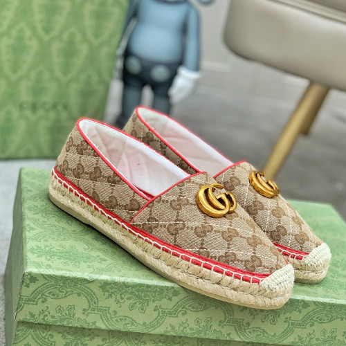 Gucci Womens Shoes Fashion Type Luxury Brand Leather espadrille with Double G Casual Shoes for Women with Original Box
