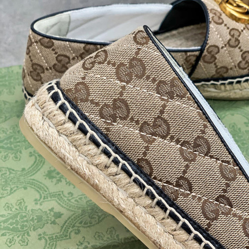 Gucci Womens Shoes Fashion Type Luxury Brand Leather Women's GG matelassé canvas espadrille Casual Shoes for Women with Original Box
