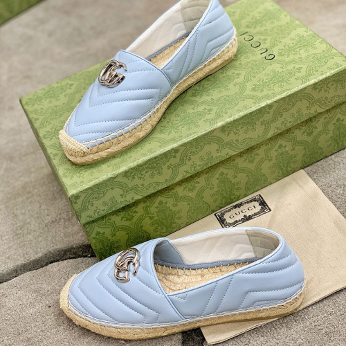 Gucci Womens Shoes Fashion Type Luxury Brand Leather espadrille with Double G Casual Shoes for Women with Original Box