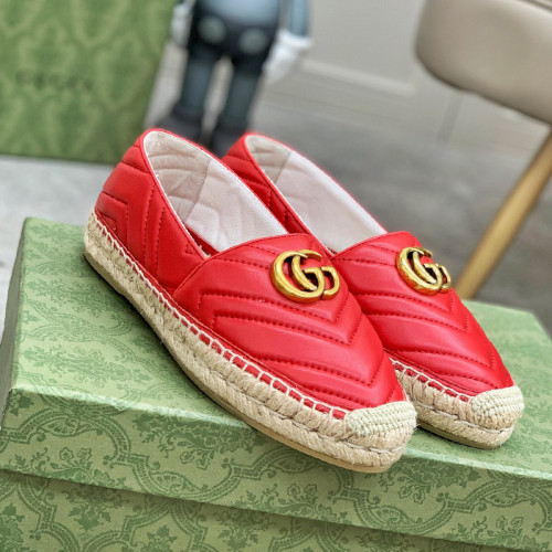 Gucci Womens Shoes Fashion Type Luxury Brand Leather espadrille with Double G Casual Shoes for Women with Original Box