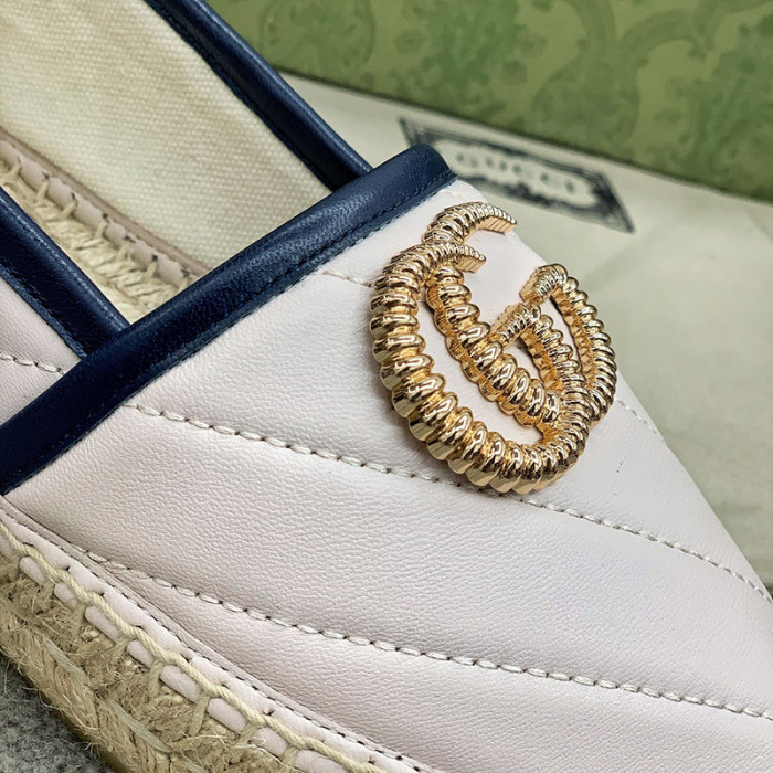 Gucci Womens Shoes Fashion Type Luxury Brand Leather espadrille with Double G Casual Shoes for Women with Original Box