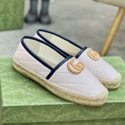 Gucci Womens Shoes Fashion Type Luxury Brand Leather espadrille with Double G Casual Shoes for Women with Original Box