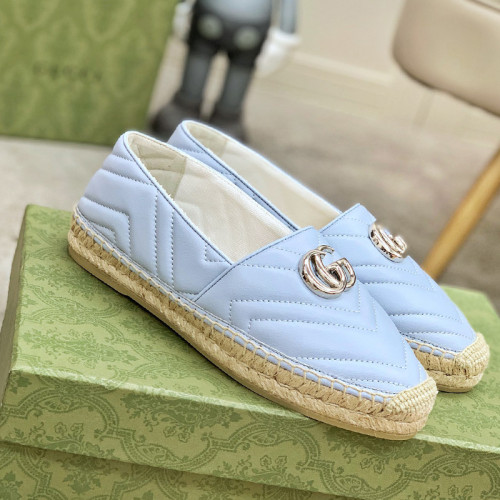 Gucci Womens Shoes Fashion Type Luxury Brand Leather espadrille with Double G Casual Shoes for Women with Original Box