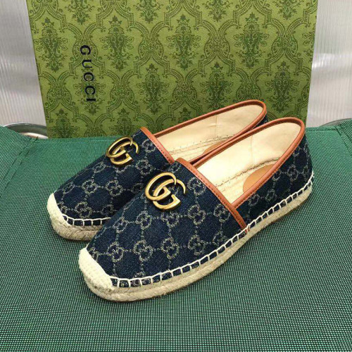Gucci Womens Shoes Fashion Type Luxury Brand Leather espadrille with Double G Casual Shoes for Women with Original Box