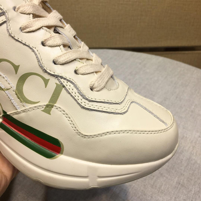 Gucci Women Shoes Women's Rhyton Gucci logo leather sneaker Luxury Brand with Original Box 528892 DRW00 9522