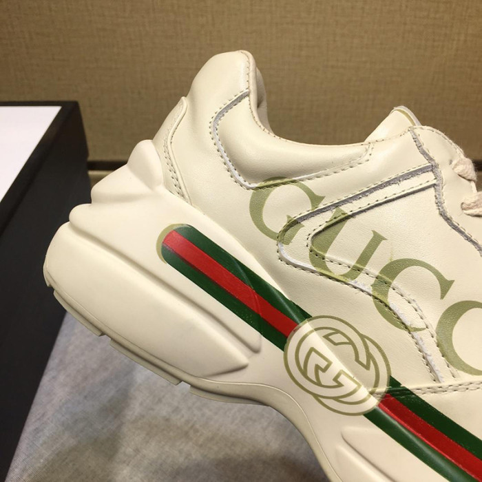 Gucci Women Shoes Women's Rhyton Gucci logo leather sneaker Luxury Brand with Original Box 528892 DRW00 9522