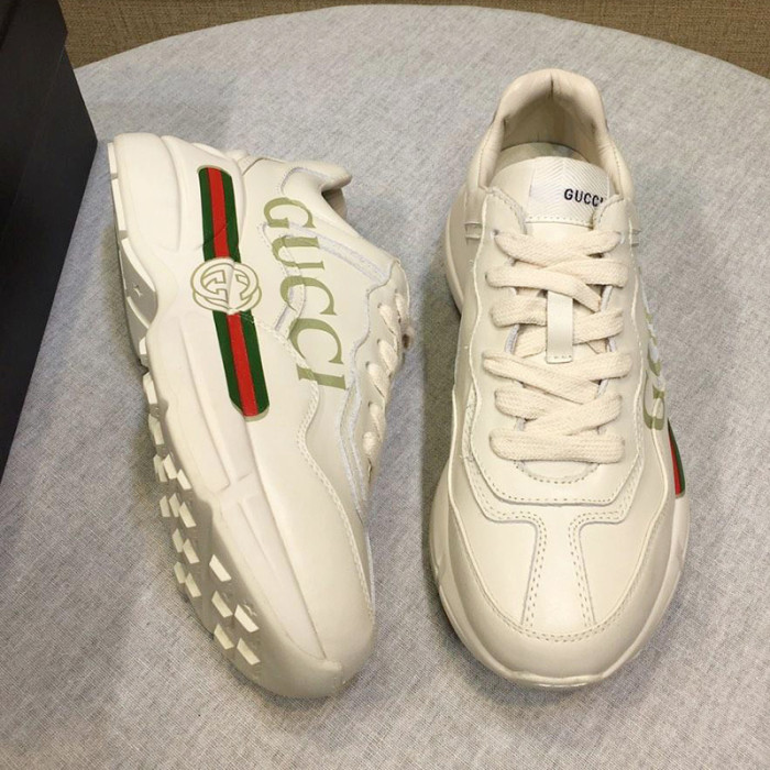 Gucci Women Shoes Women's Rhyton Gucci logo leather sneaker Luxury Brand with Original Box 528892 DRW00 9522