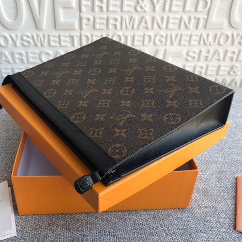 Louis Vuitton Mens Bags Clutch Luxury Brand Fashion Type Monogram Canvas POCHETTE VOYAGE MM with Original Box