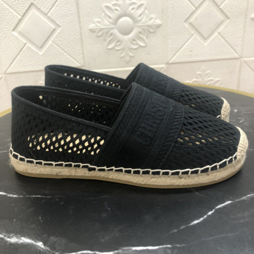 Dior Women Shoes Luxury Brand Design Dior Espadrille Nude Mesh Embroidery Womens Shoes with Original Box